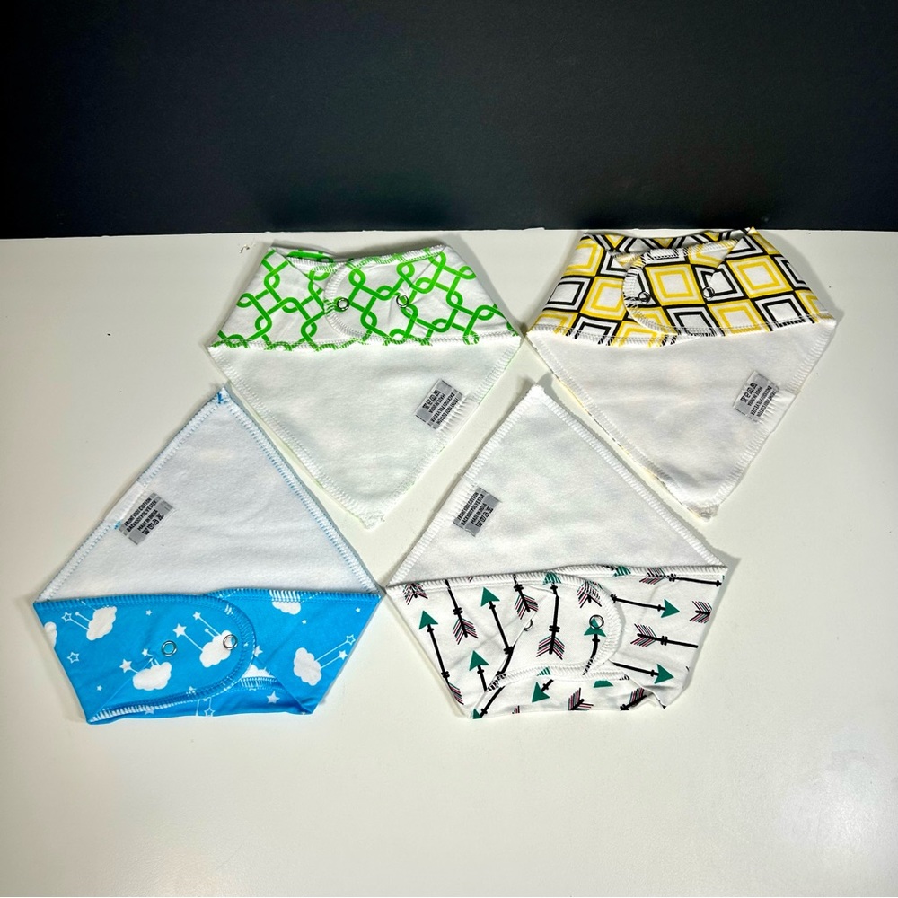 FARNOD Baby Bandana Drool Bibs 4 Pack Arrows Moon Diamond Squares - Picture 10 of 11